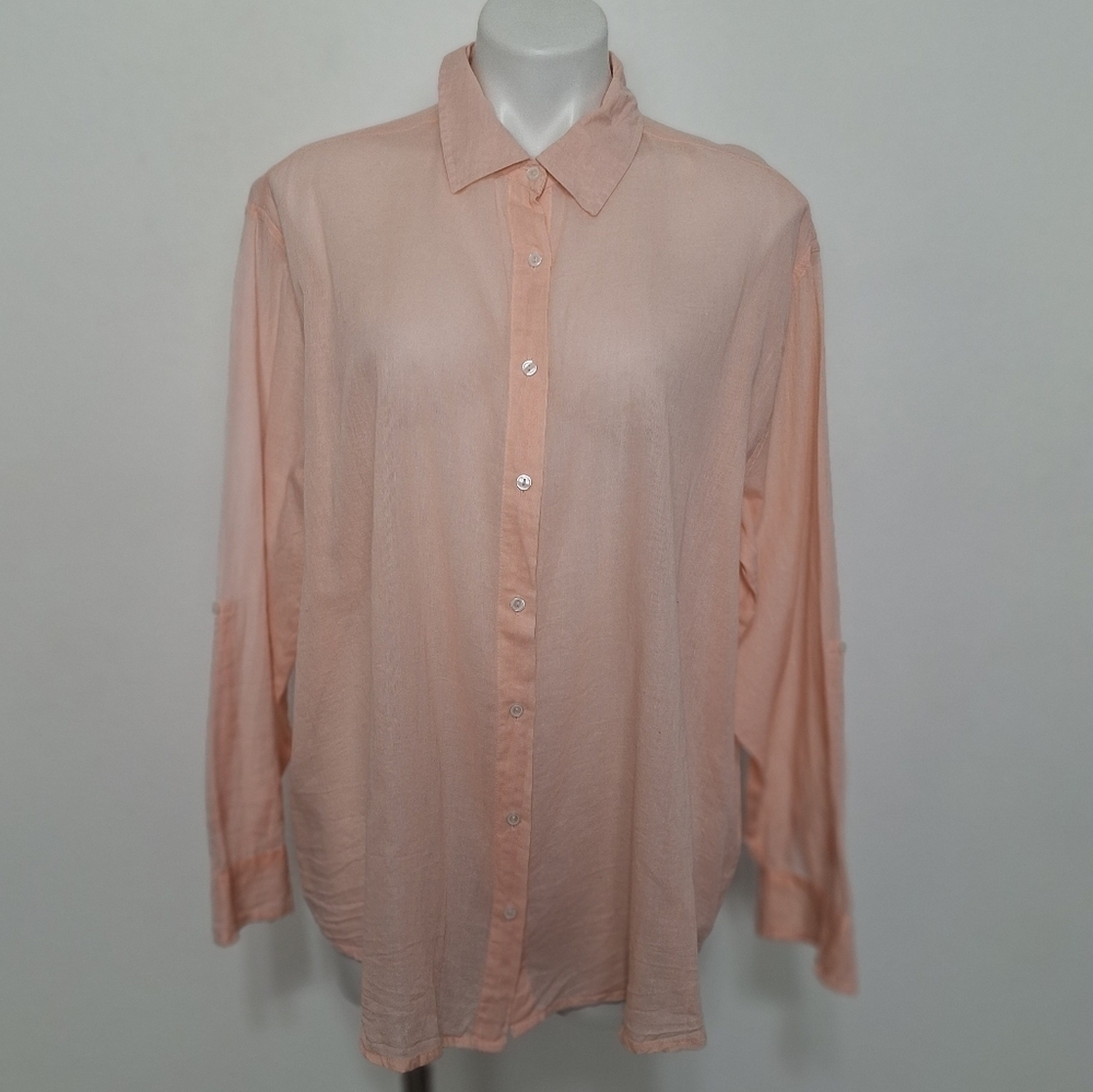 Sundry Coquette Blush Pink Oversized Lightweight Cotton Button-Up Shirt Size XL